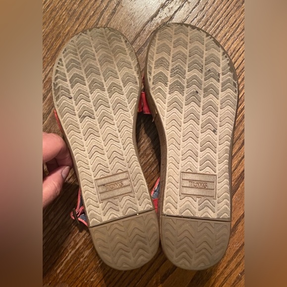 TOMS Pre-Owned Women’s Harper cork low platform wedge Coral sandals Size 7.5 - Picture 6 of 11
